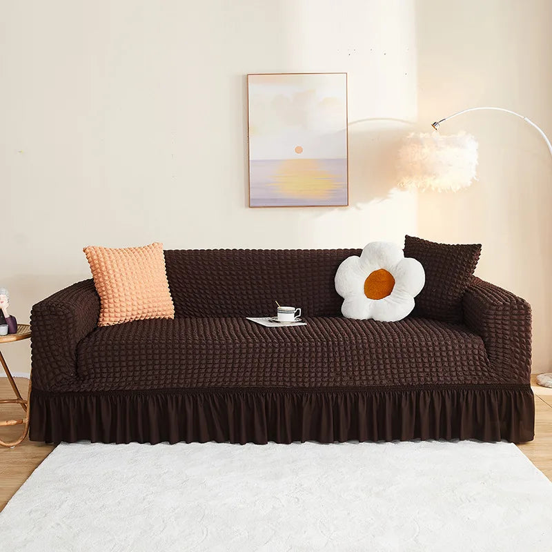 1/2/3/4 Seater Seersucker Sofa Slipcover High Stretch Couch Cover Thick Corner Sofa Protector Elastic Corner Couch Covers
